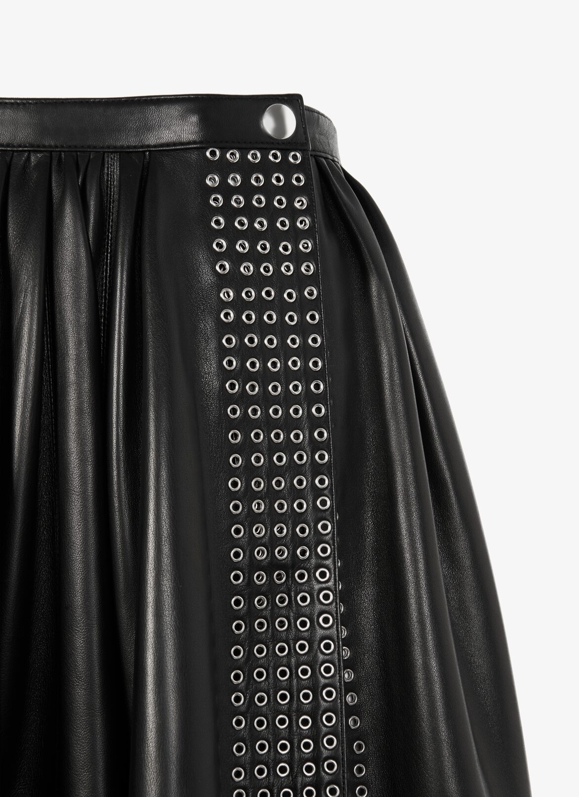 ラムスキン製 ドレープショートスカート ALAÏA ブラック ラムスキン製 ドレープショートスカート